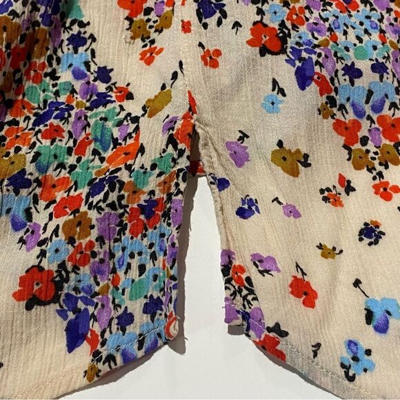 Democracy Boho Floral Crisscross V-Neck Embroidered Lace Neck Blouse Women's L - Picture 12 of 15